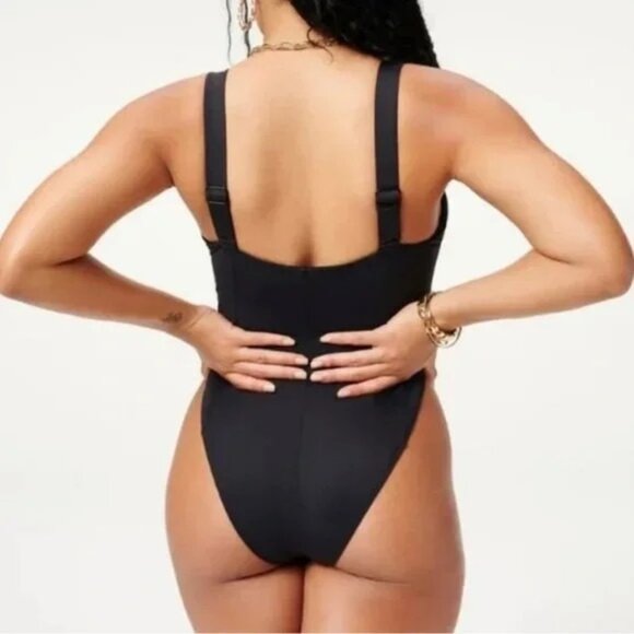 NWT Good American Contour One Piece Swimsuit GSW0243 Black Size 3 Large - Picture 2 of 14